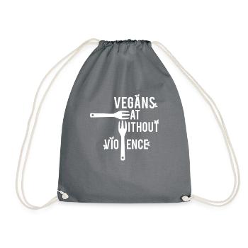 Vegan - T-Shirt - Vegetarian - Gift - Drawstring Bag - grey - Front