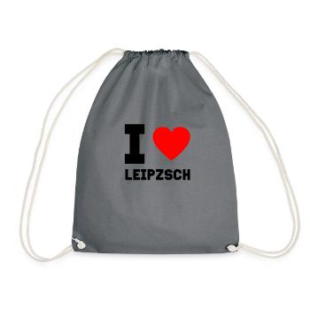 I Love Leipzsch Leipzig Geschenkidee Heimatstadt - Turnbeutel - Grau - Vorne