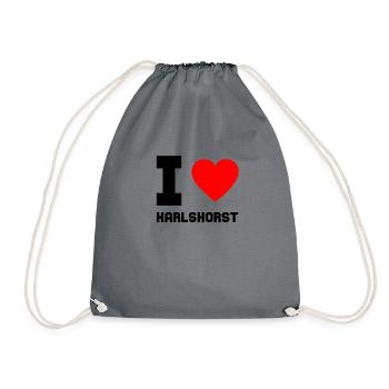 I Love Berlin Karlshorst Geschenk Idee Herz Stadt - Turnbeutel - Grau - Vorne