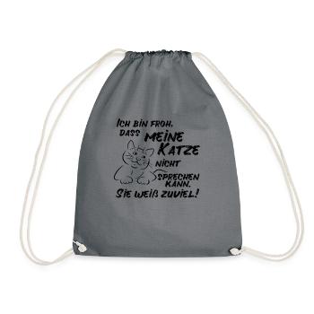 Katze Weiß Zuviel Kätzchen Geschenk Geschenkidee - Turnbeutel - Grau - Vorne