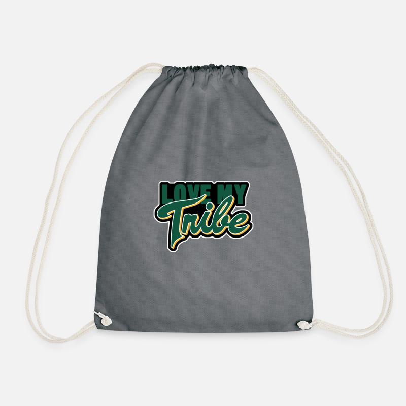 love my tribe - Drawstring Bag - grey