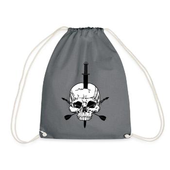 Crâne blanc percé d’épée et de deux sangs - Sac de sport léger - gris - Devant