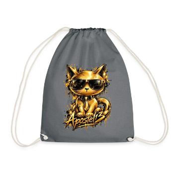 Cool Golden Cat – Funny Cat with Sunglasses - Turnbeutel - Grau - Vorne