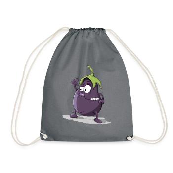 The purple eggplant - Drawstring Bag - grey - Front