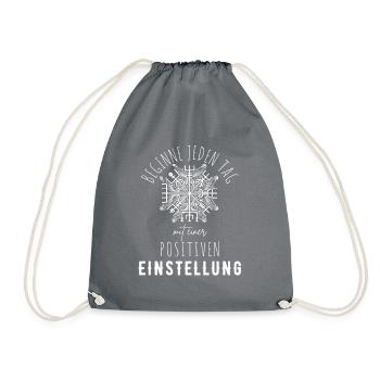 POSITIVE EINSTELLUNG MINDSET Motivation - Turnbeutel - Grau - Vorne