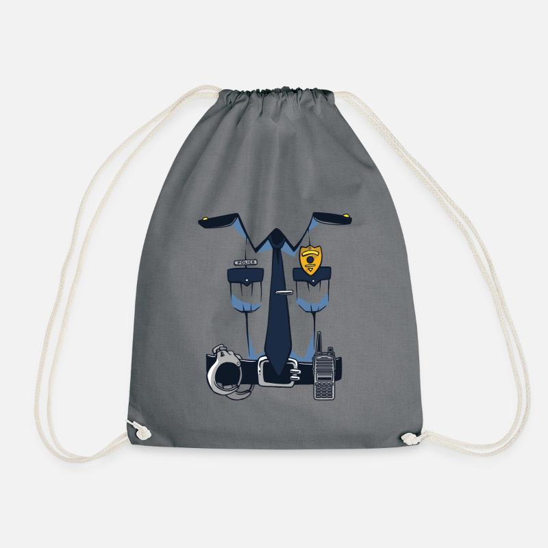 Geschenkidee für Kinderfasching Polizeiuniform Kos - Turnbeutel - Grau