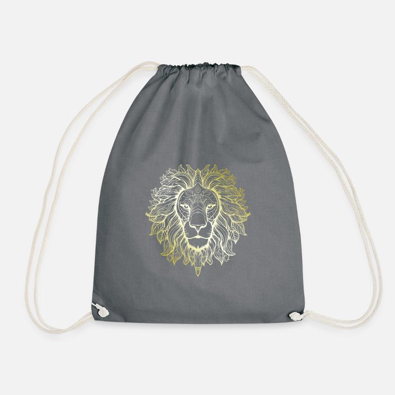 Löwe Mandala gold - Turnbeutel - Grau