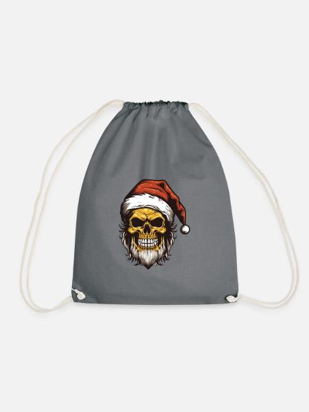 Weihnachtsmann Totenkopf Weihnachten - Turnbeutel - Grau