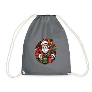 Weihnachtsmann Geschenke - Turnbeutel - Grau - Vorne