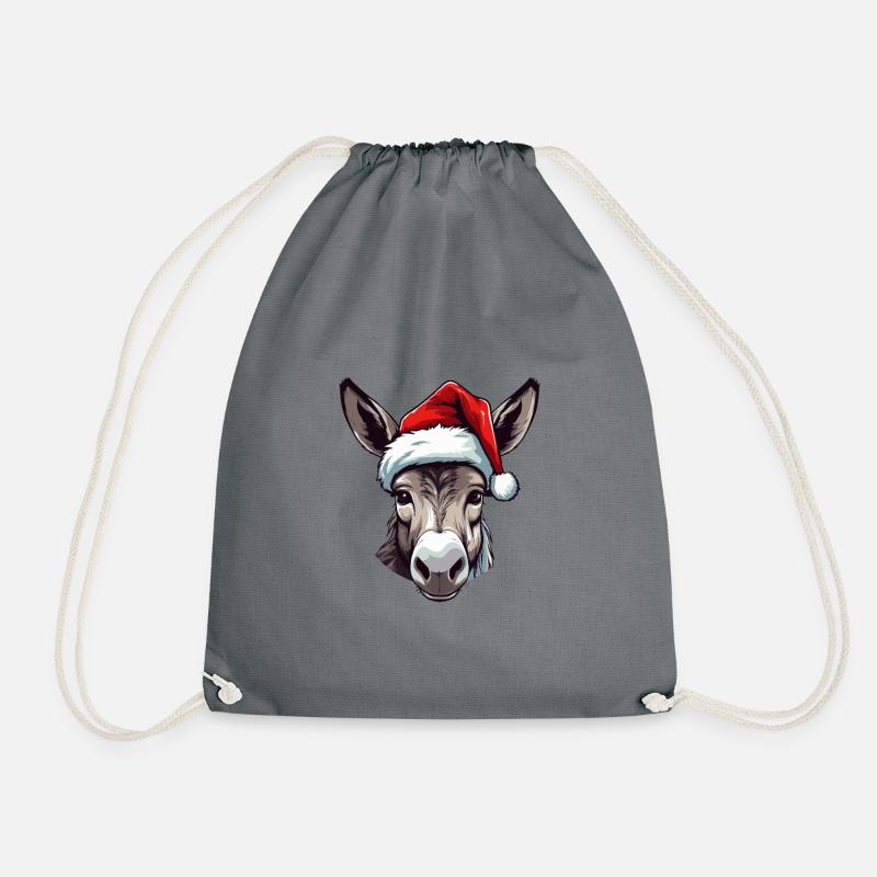 Esel Weihnachten Tier Kopf - Turnbeutel - Grau