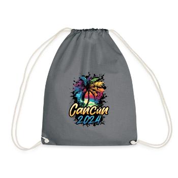 Cancun 2024 Palm Trees Multicolored - Drawstring Bag - grey - Front