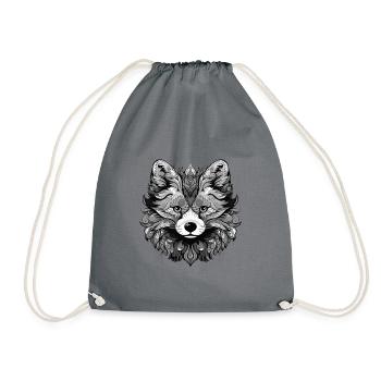 Pomeranian Dog Portrait Head Animal - Drawstring Bag - grey - Front