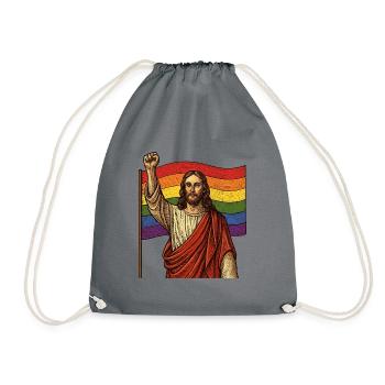 Puissance de l’orgueil de Jésus – Arc-en-ciel et poing - Sac de sport léger - gris - Devant