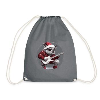 Nashorn Weihnachten Rocker Gitarre - Turnbeutel - Grau - Vorne