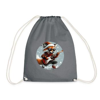 Fuchs Weihnachten Rocker Gitarre - Turnbeutel - Grau - Vorne