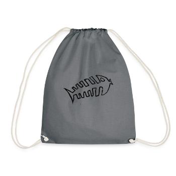 Fisch Knochen - Fischgräten - Fischkopf - Turnbeutel - Grau - Vorne