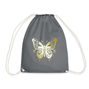 Schmetterling Mandala gold - Turnbeutel - Grau - Vorne