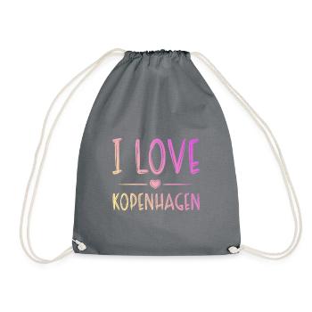 I Love Copenhagen - Drawstring Bag - grey - Front