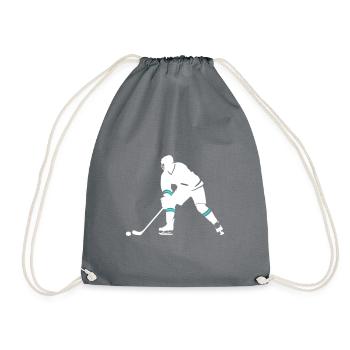 Ice Hockey Spieler Symbol - Turnbeutel - Grau - Vorne