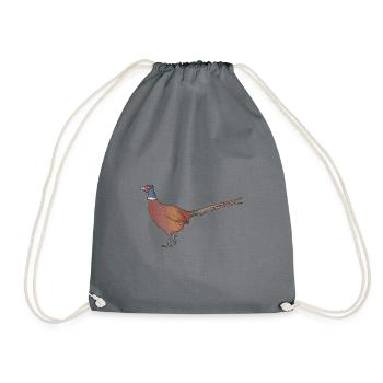 Pheasant drawn animal - Drawstring Bag - grey - Front
