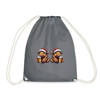 Kamel Weihnachten Bier Team - Turnbeutel - Grau - Vorne