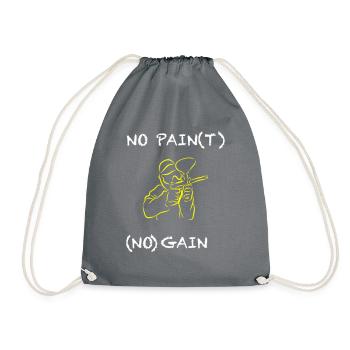 No Pain (t) (no) Gain - Turnbeutel - Grau - Vorne
