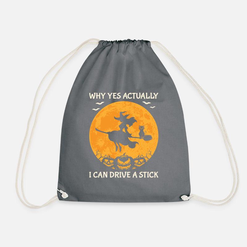 Halloween Katze Hexe - Turnbeutel - Grau