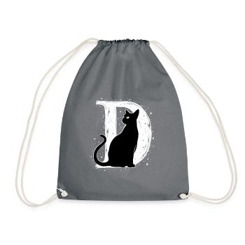 Lettre D avec chat - Sac de sport léger - gris - Devant