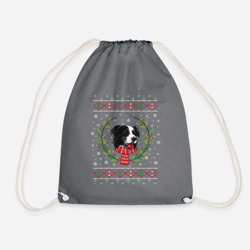 Border Collie hässlicher Weihnachtspullover - Turnbeutel - Grau