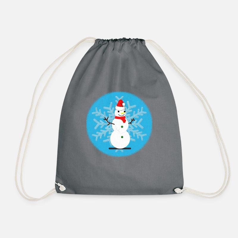 SNOWMAN. CHRISTMAS. - Drawstring Bag - grey