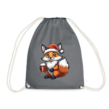 Fuchs Weihnachten Bier Lustig - Turnbeutel - Grau - Vorne