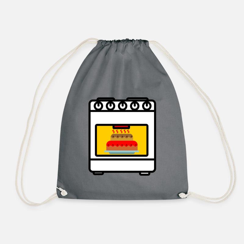 Oven with cake - Drawstring Bag - grey