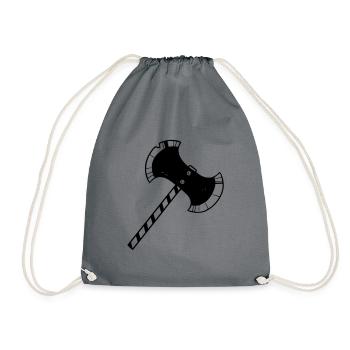 Double Bladed Axe (fighter / barbarian) - Drawstring Bag - grey - Front