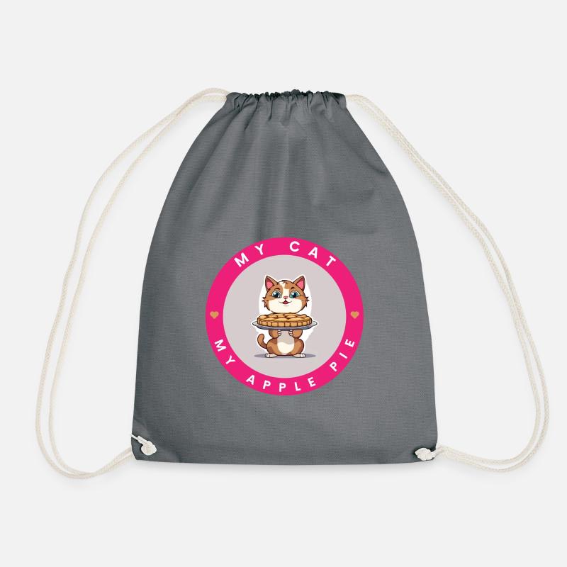 Apple pie on a tortoiseshell cat - Drawstring Bag - grey