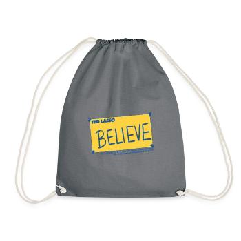 Ted Lasso Believe Schriftzug Blau Und Gelb - Turnbeutel - Grau - Vorne