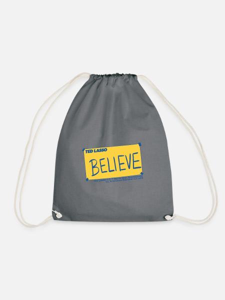 Ted Lasso Believe Schriftzug Blau Und Gelb - Turnbeutel - Grau