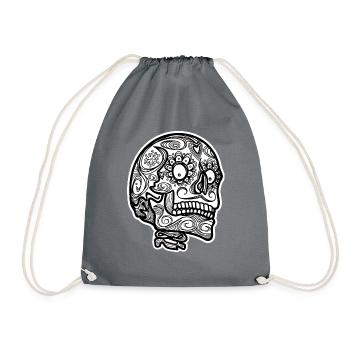Mexican Skull Día de los Muertos - Drawstring Bag - grey - Front