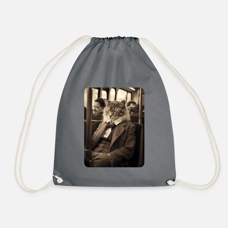 Mr. Whiskers in search of some relaxation - Drawstring Bag - grey