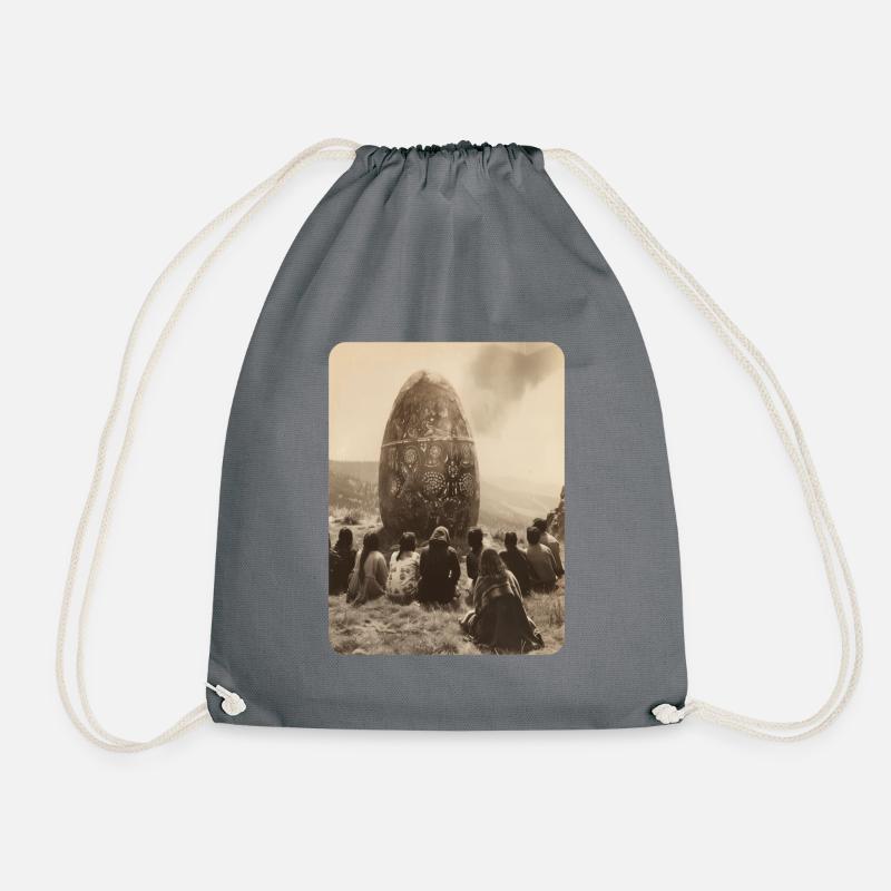 praise the egg monolith - Drawstring Bag - grey