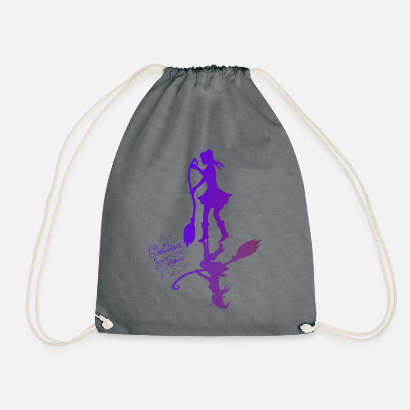 Believe in Magic Witch - purple - Drawstring Bag - grey