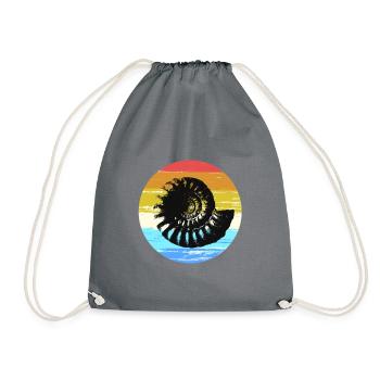Ammonit Fossil Farbkreis coole Geschenkidee - Turnbeutel - Grau - Vorne