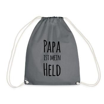 Papa ist mein Held - Turnbeutel - Grau - Vorne