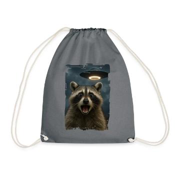 Waschbär Raccoon UFO Alien Weirdcore Aesthetic - Drawstring Bag - grey - Front