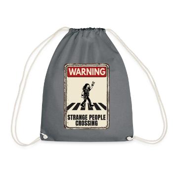 WARNING - Strange People Crossing - HEAVY METAL - Turnbeutel - Grau - Vorne