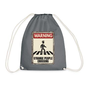 WARNING - Strange People Crossing - Punker - Turnbeutel - Grau - Vorne