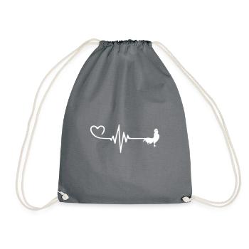 Hahn Puls Herz Liebe - Turnbeutel - Grau - Vorne