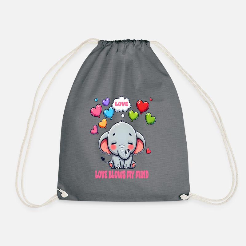 Valentine's Day elephant - Drawstring Bag - grey
