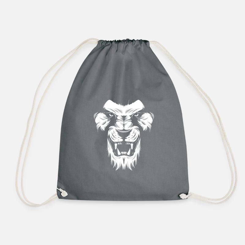 conception de silhouette de lion - tête de lion blanc - Sac de sport léger - gris