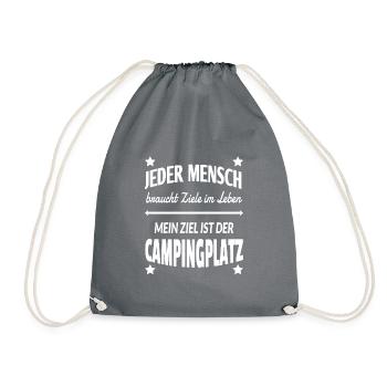 Campingplatz Campen Camping Ziel Leben Geschenk - Turnbeutel - Grau - Vorne