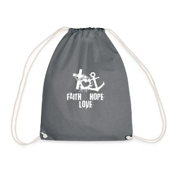 Faith Hope Love I Glaube Hoffnung Liebe - Drawstring Bag - grey - Front